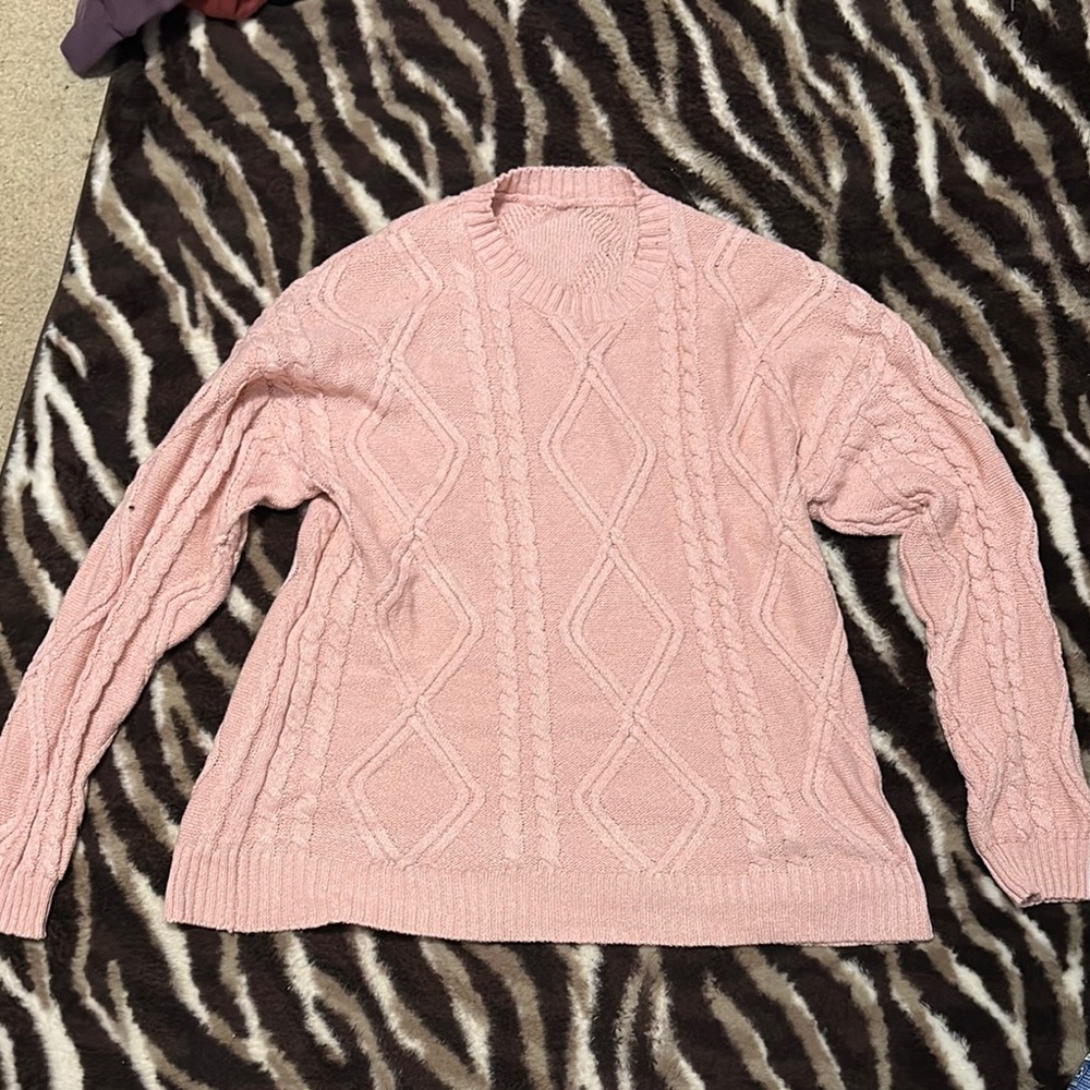 SHEIN Pink Crew Neck Sweater Soft Pastel